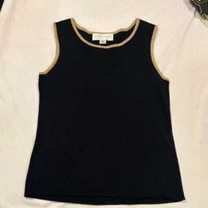Petite Sophisticate Black Tank with Gold Trim